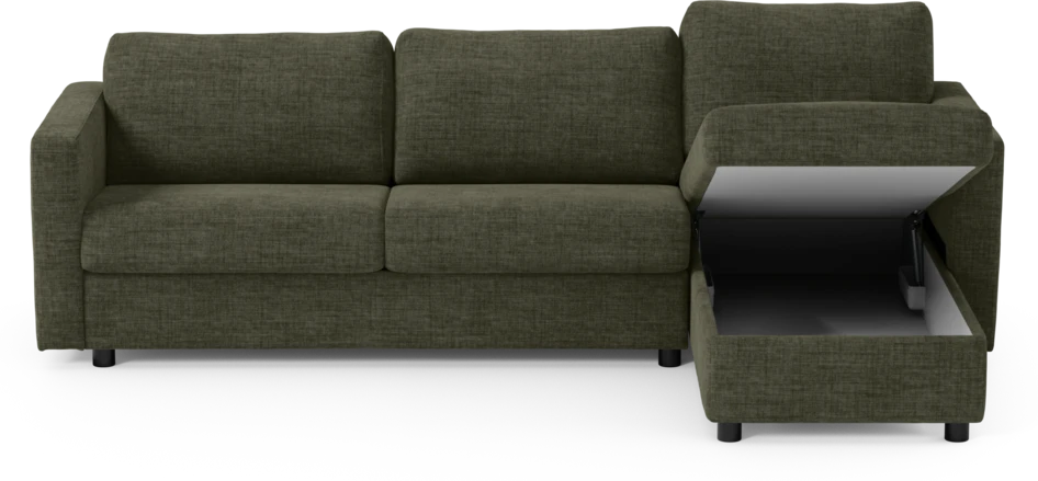 Lindö - Bäddsoffa 2,5-sits med schäslong, vändbar - Grön