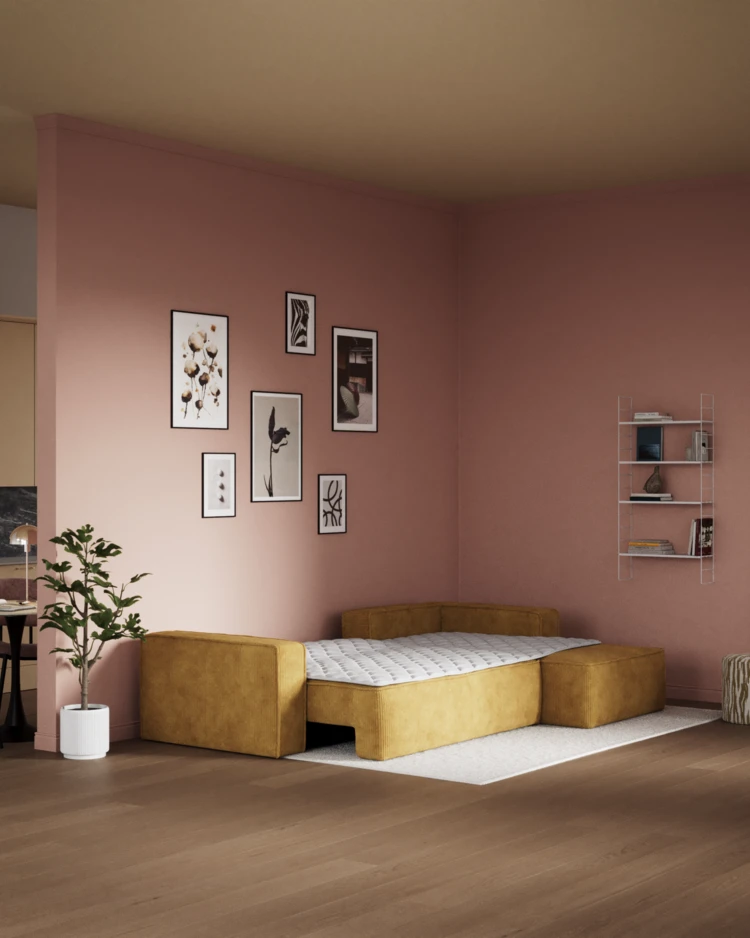 Ide - Bäddsoffa 3-sits med schäslong höger - inspiration