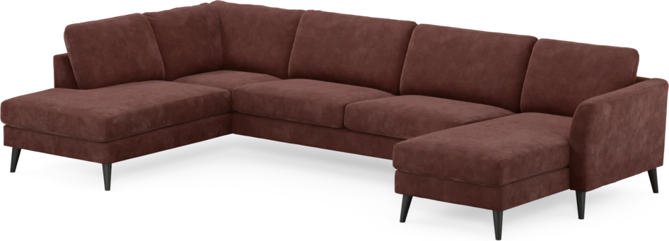 Bridge - 3-sits soffa med divan vänster och schäslong höger - Röd