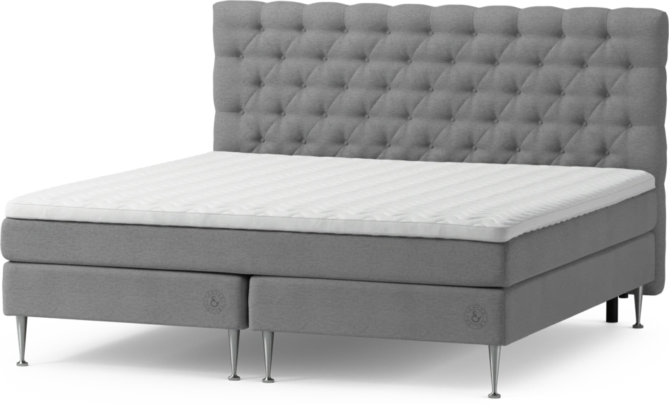 Särö - Kontinentalsäng, dubbelsäng med bäddmadrass, sängben och Pikerad sänggavel