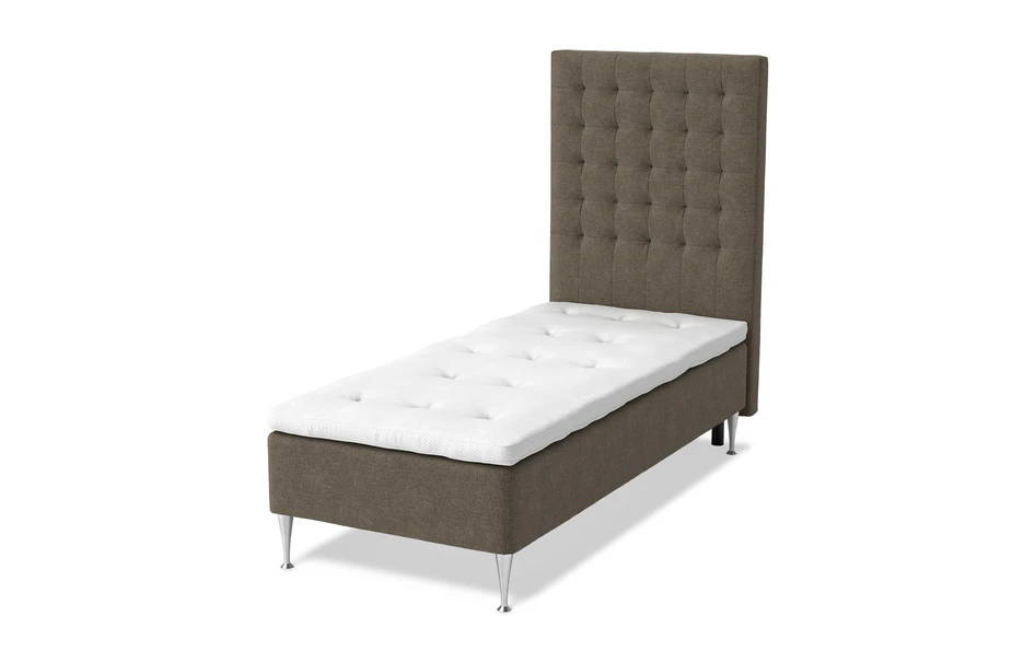 Sense Delux - Ramsäng, enkelsäng med bäddmadrass Sleep Delux vit - Brun