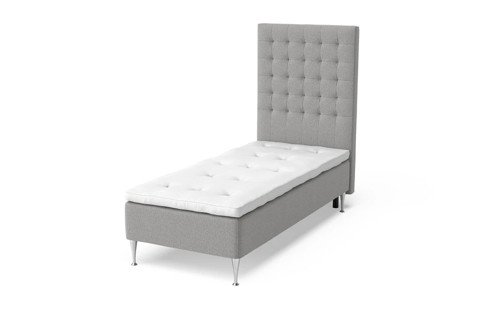 Sense Delux - Ramsäng, enkelsäng med bäddmadrass Sleep Delux vit - Grå