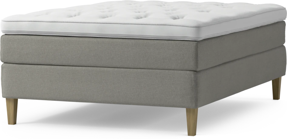 Delux Sense - Kontinentalsäng, enkelsäng 140 cm med bäddmadrass och sängben - Grå