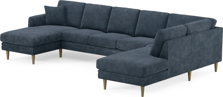 Eden - 3-sits soffa med schäslong vänster och divan höger - Blå