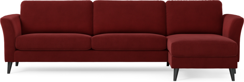Bridge - 3-sits soffa med schäslong höger - Röd