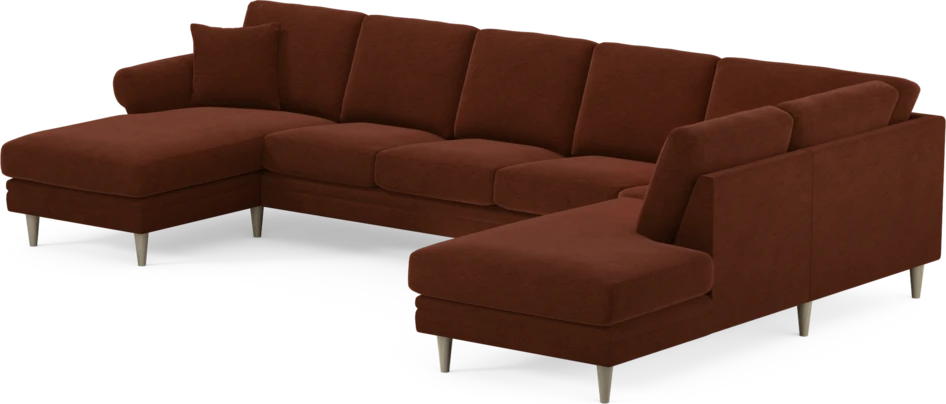 Eden - 3-sits soffa med schäslong vänster och divan höger - Orange
