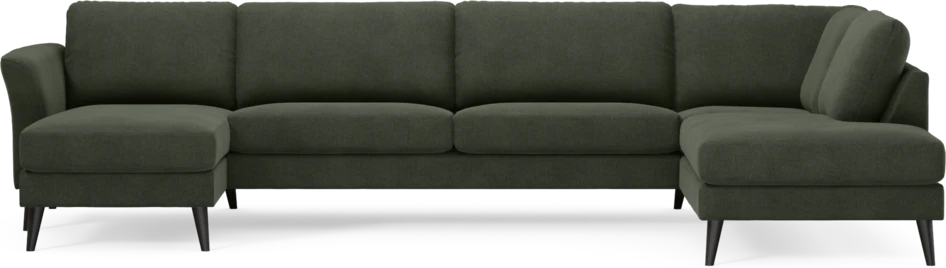 Bridge - 3-sits soffa med schäslong vänster och divan höger - Grön