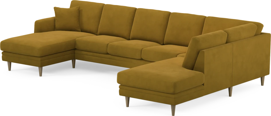 Eden - 3-sits soffa med schäslong vänster och divan höger - Gul