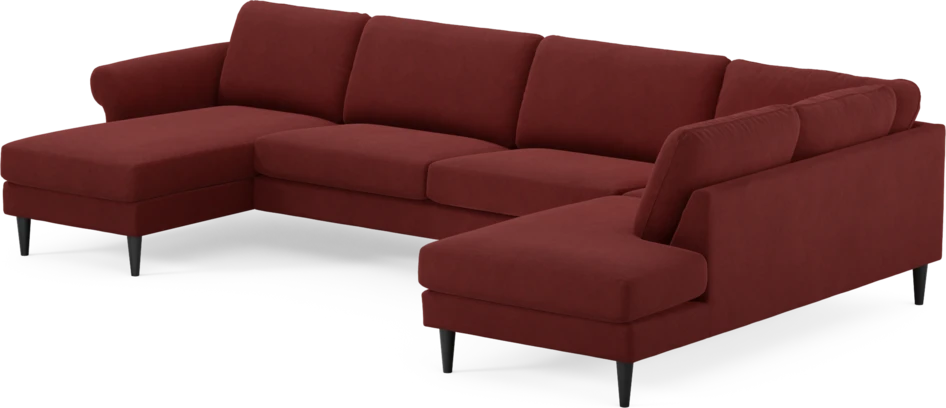 Bridge - 3-sits soffa med schäslong vänster och divan höger - Röd