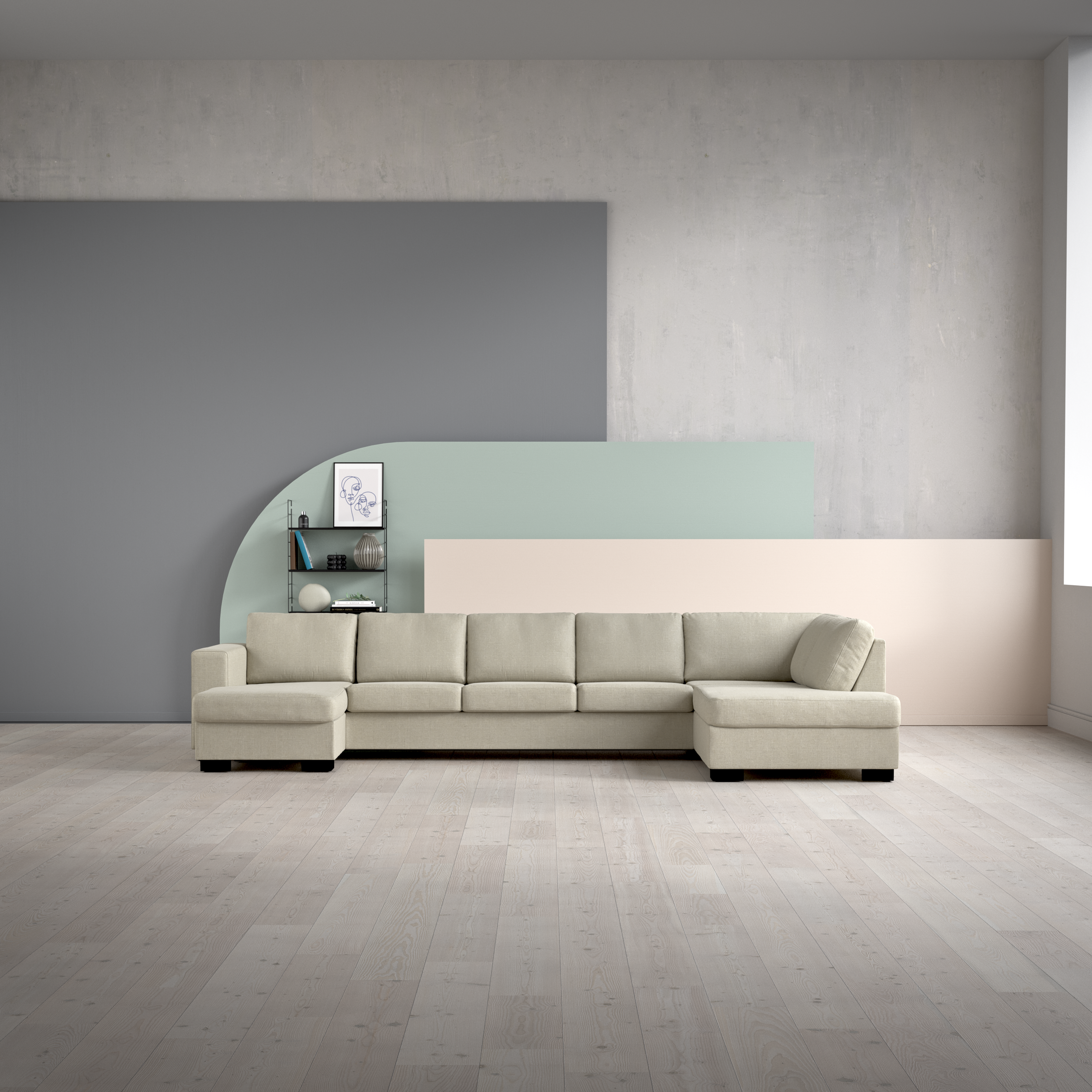 Nevada, 4-sits soffa med schäslong vänster och divan höger