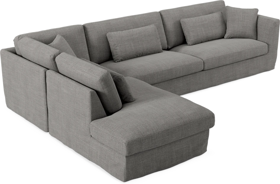 Willow - 4-sits soffa med divan vänster, med kappa - Grå