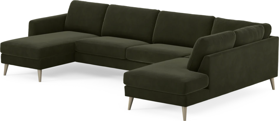 Bridge - 3-sits soffa med schäslong vänster och divan höger - Grön