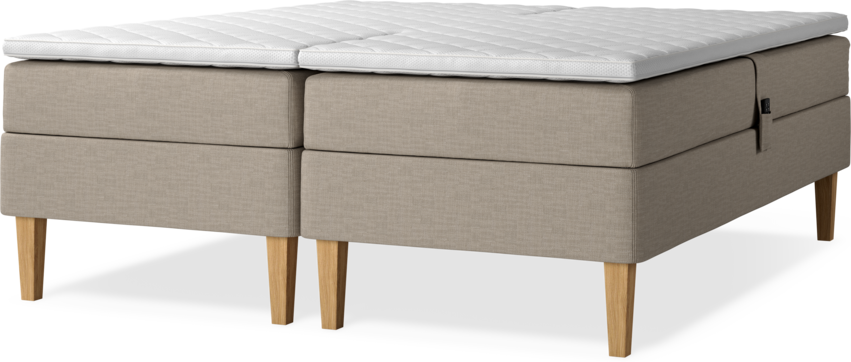 Delux Sense - Ställbar säng, dubbelsäng med bäddmadrass - Beige