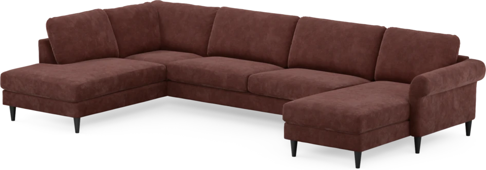 Bridge - 3-sits soffa med divan vänster och schäslong höger - Röd