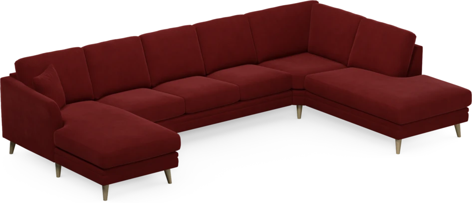 Eden - 3-sits soffa med schäslong vänster och divan höger - Röd