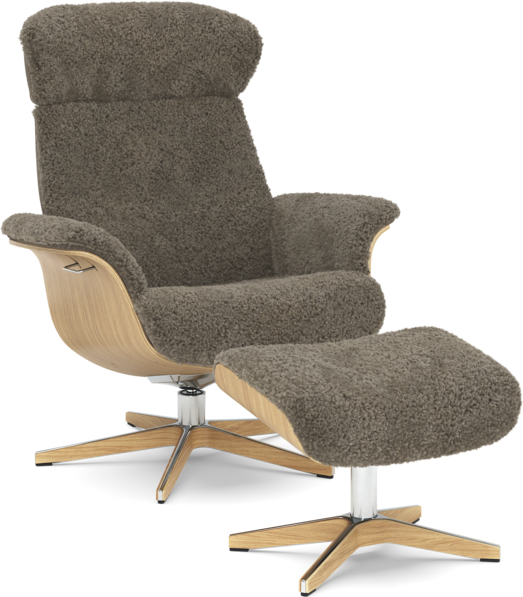 Timeout - Fåtölj och fotpall - Brun