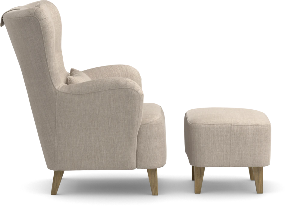Elin - Fåtölj med fotpall - Beige