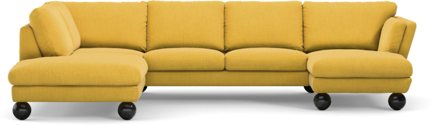 Madison Lux - 2-sits soffa med divan vänster och schäslong höger - Gul