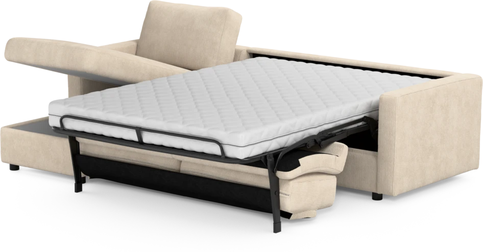 Lindö - Bäddsoffa 2,5-sits med schäslong, vändbar - Beige