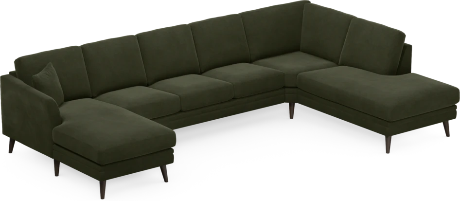 Eden - 3-sits soffa med schäslong vänster och divan höger - Grön