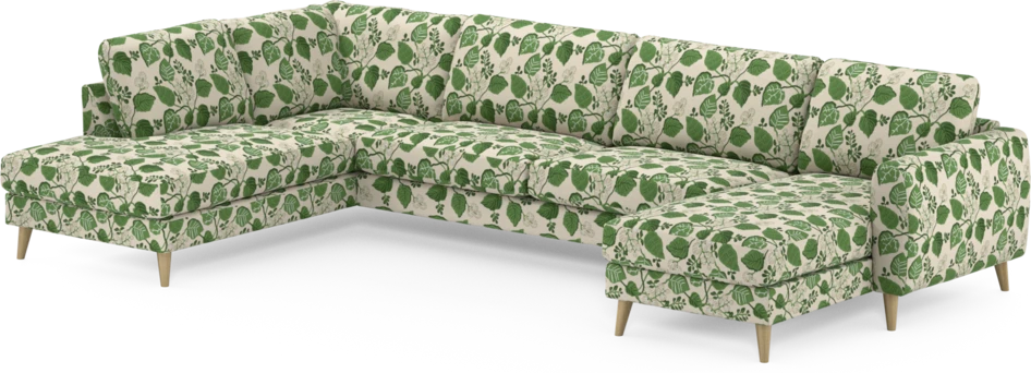 Bridge - 3-sits soffa med divan vänster och schäslong höger - Grön