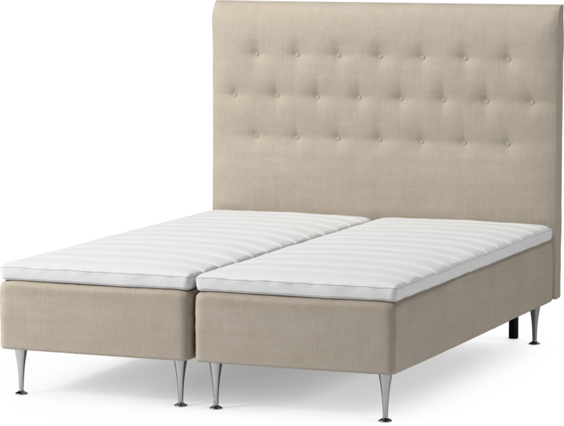 Roma Family - Ramsäng, dubbelsäng med bäddmadrass och sänggavel pikerad, B 160-180