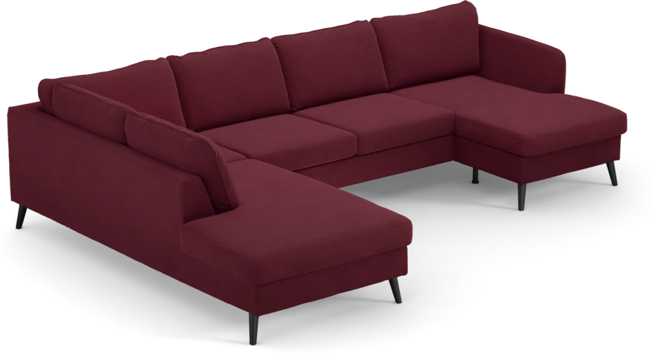 County - 3-sits soffa med divan vänster och schäslong höger - Röd