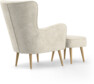Cordelia - Fåtölj med fotpall - Beige