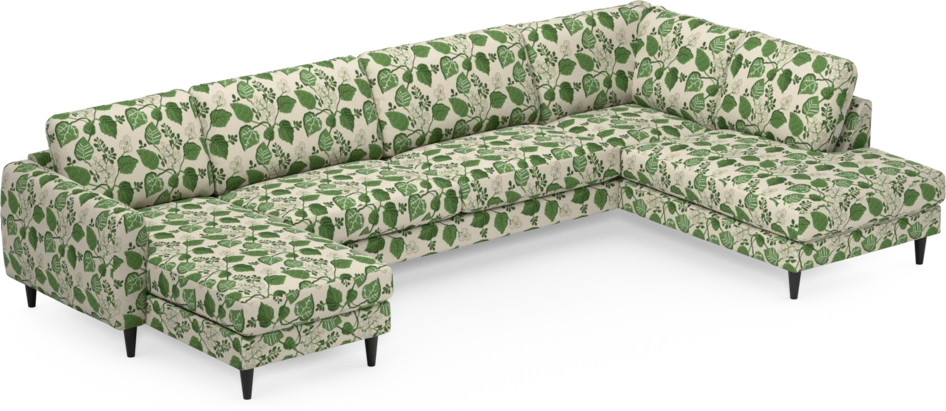Bridge - 3-sits soffa med schäslong vänster och divan höger - Grön