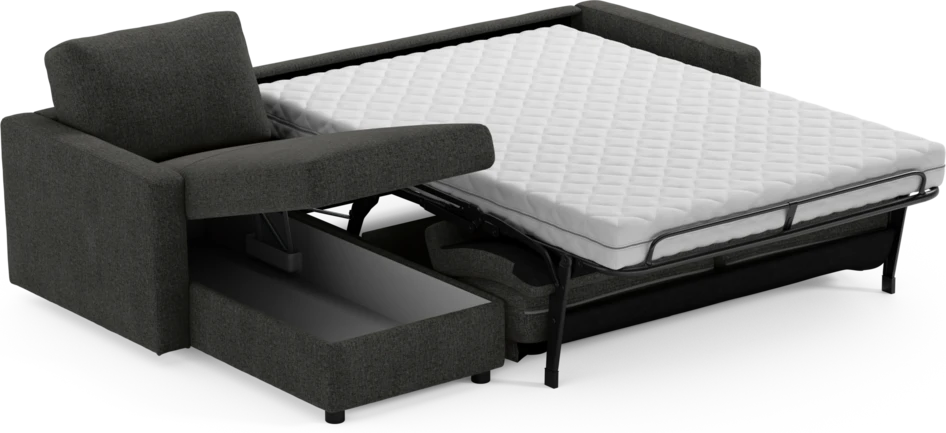 Lindö - Bäddsoffa 2,5-sits med schäslong, vändbar - Svart