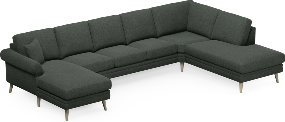 Eden - 3-sits soffa med schäslong vänster och divan höger - Grön
