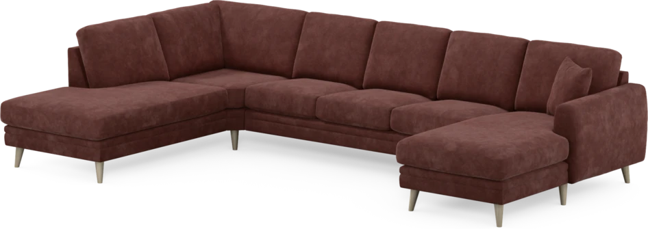 Eden - 3-sits soffa med divan vänster och schäslong höger - Röd