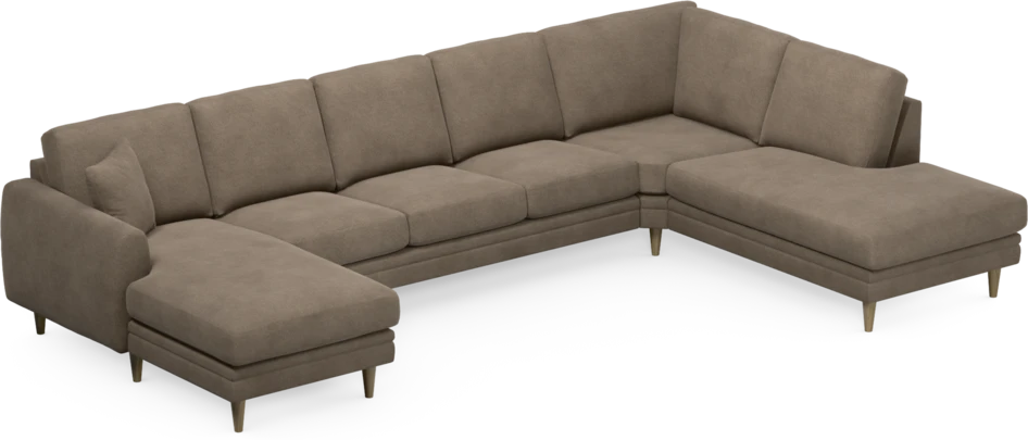 Eden - 3-sits soffa med schäslong vänster och divan höger - Brun