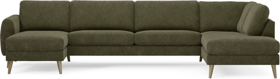 Bridge - 3-sits soffa med schäslong vänster och divan höger - Grön