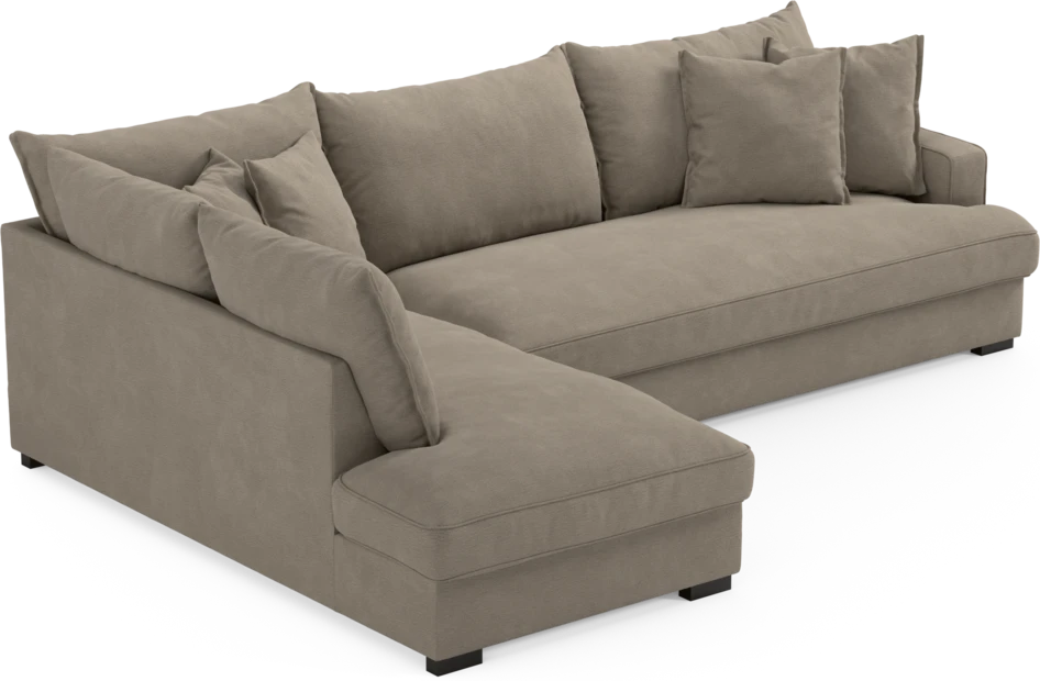 Mila - 3-sits soffa med divan vänster, hel dyna - Beige