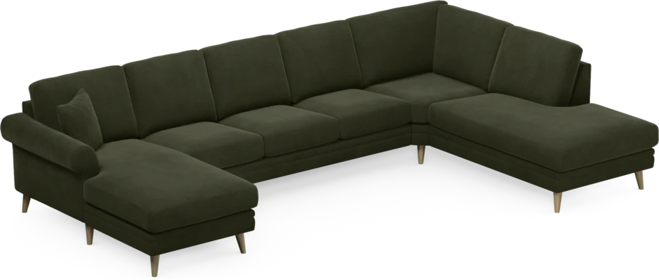 Eden - 3-sits soffa med schäslong vänster och divan höger - Grön