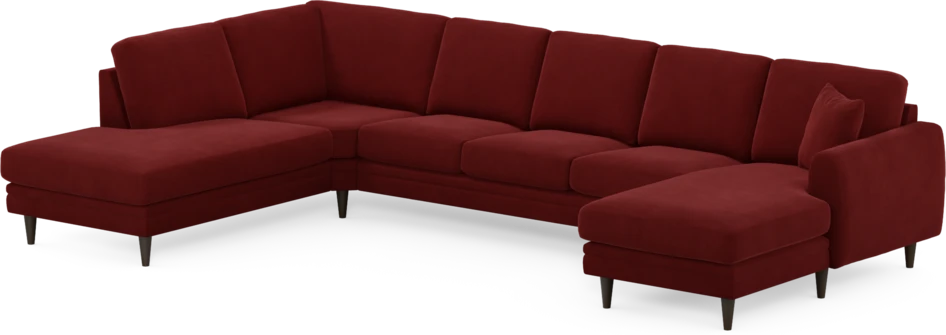 Eden - 3-sits soffa med divan vänster och schäslong höger - Röd