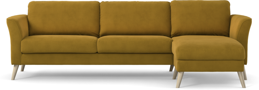 Bridge - 3-sits soffa med schäslong höger - Gul