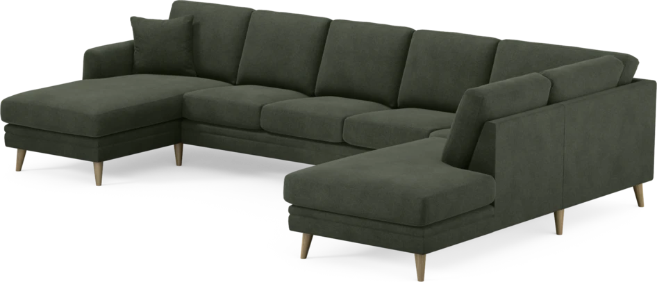 Eden - 3-sits soffa med schäslong vänster och divan höger - Grön