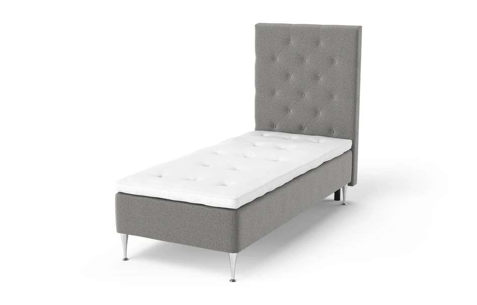 Sense Delux - Ramsäng, enkelsäng med bäddmadrass Sleep Delux vit - Grå