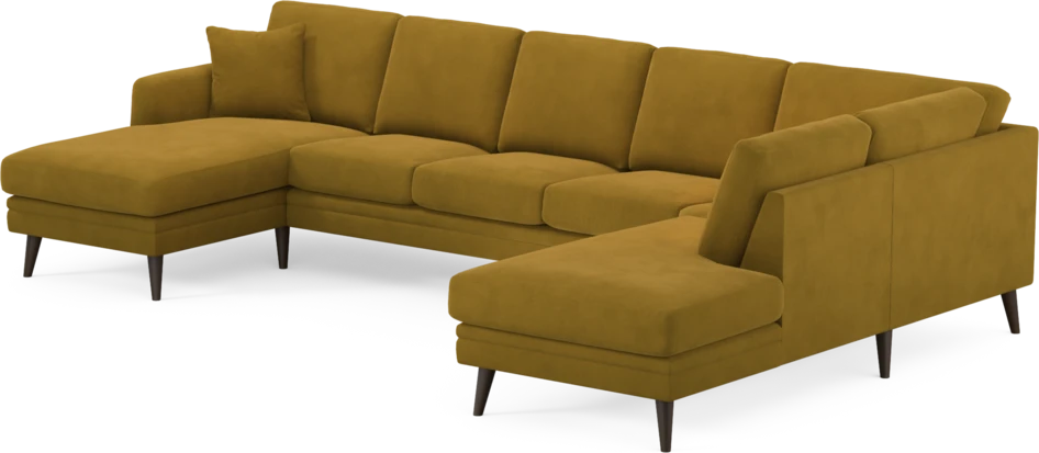 Eden - 3-sits soffa med schäslong vänster och divan höger - Gul