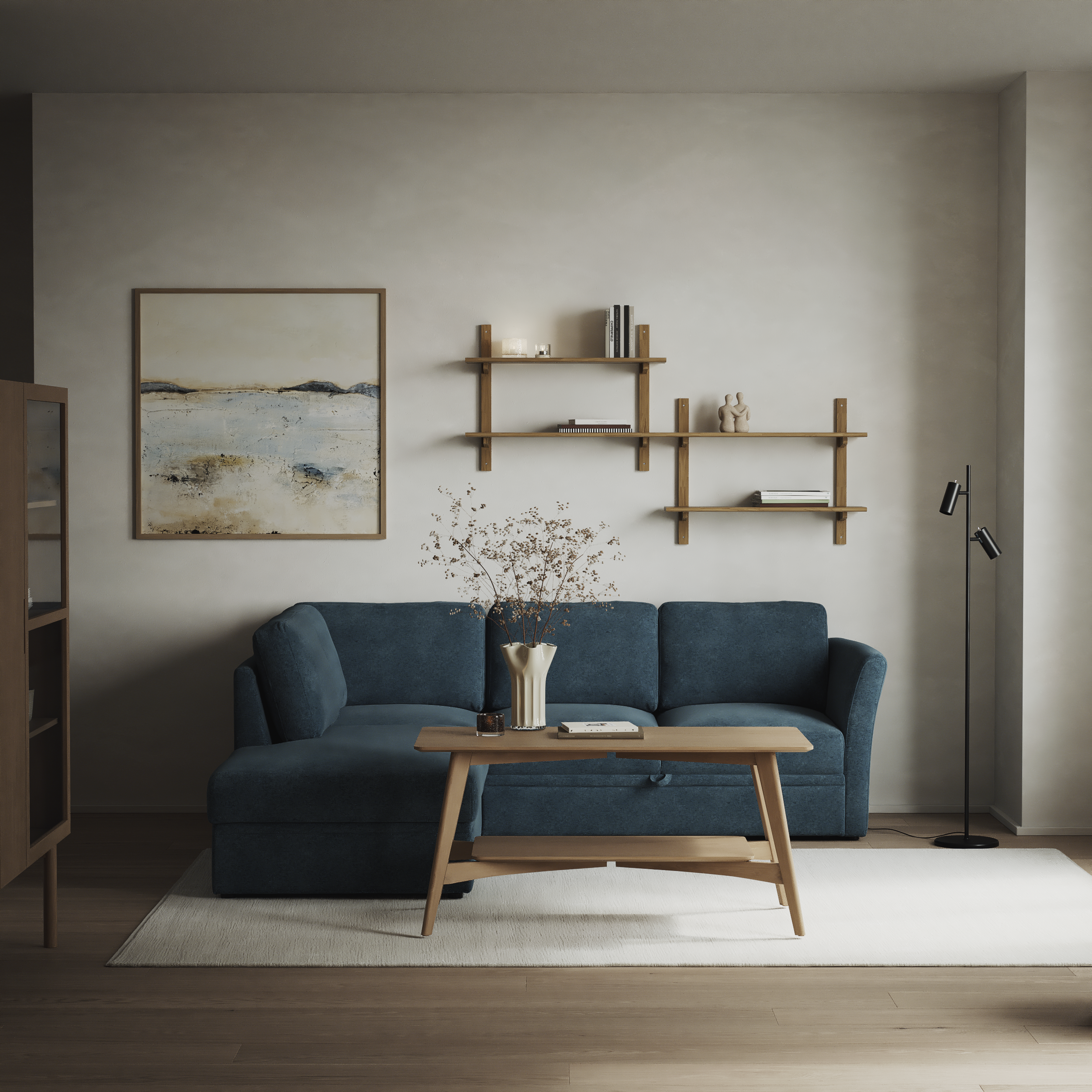Öland, Bäddsoffa med divan vänster
