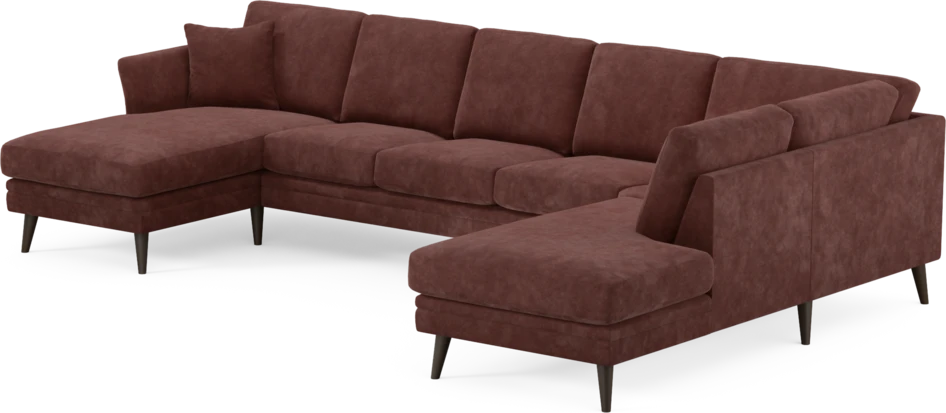 Eden - 3-sits soffa med schäslong vänster och divan höger - Röd