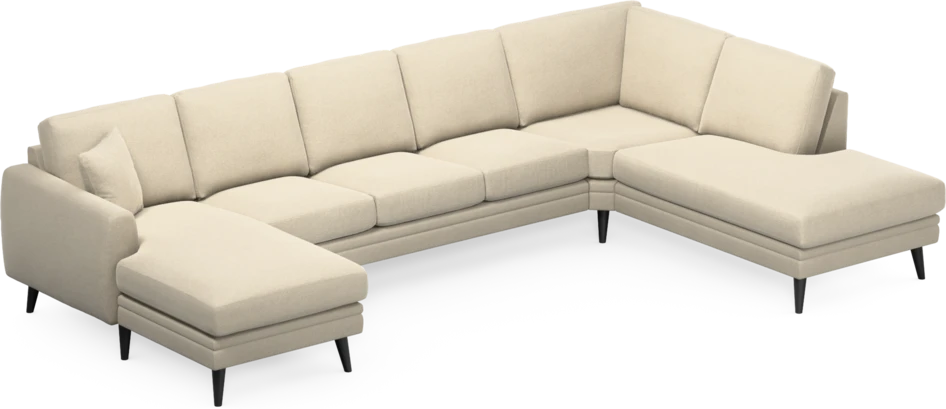 Eden - 3-sits soffa med schäslong vänster och divan höger - Beige