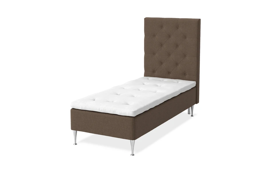 Sense Delux - Ramsäng, enkelsäng med bäddmadrass Sleep Delux vit - Brun