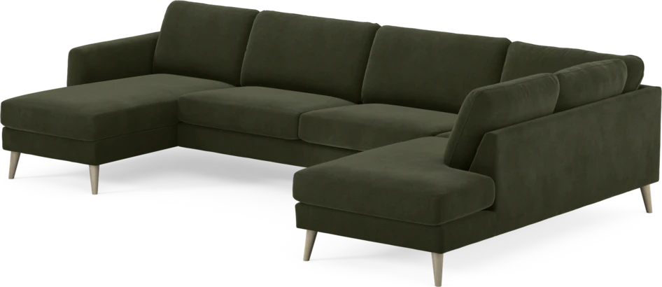 Bridge - 3-sits soffa med schäslong vänster och divan höger - Grön