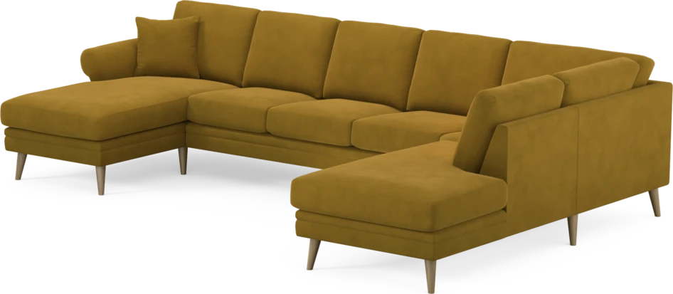 Eden - 3-sits soffa med schäslong vänster och divan höger - Gul