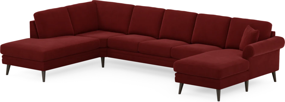 Eden - 3-sits soffa med divan vänster och schäslong höger - Röd