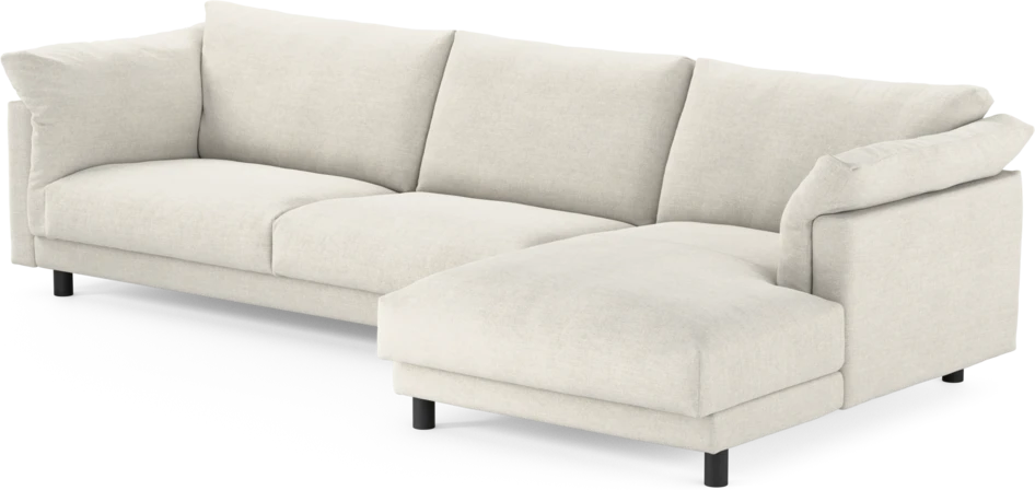 Cherrie - 3-sits soffa med schäslong höger, fast klädsel - Vit