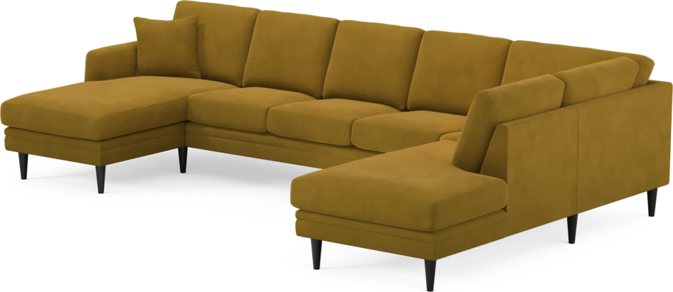 Eden - 3-sits soffa med schäslong vänster och divan höger - Gul